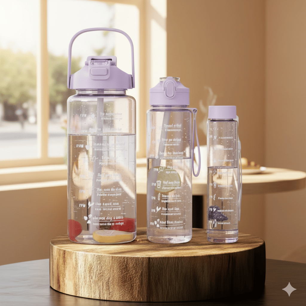 MOONVILLA 3 Pcs Motivational Sipper Water bottle Set Multicolor Plastic Water Bottle 2000 mL ( Set of 3 ) MOONVILLA 3 Pcs Motivational Sipper Water bottle Set Multicolor Plastic Water Bottle 2000 mL ( Set of 3 )