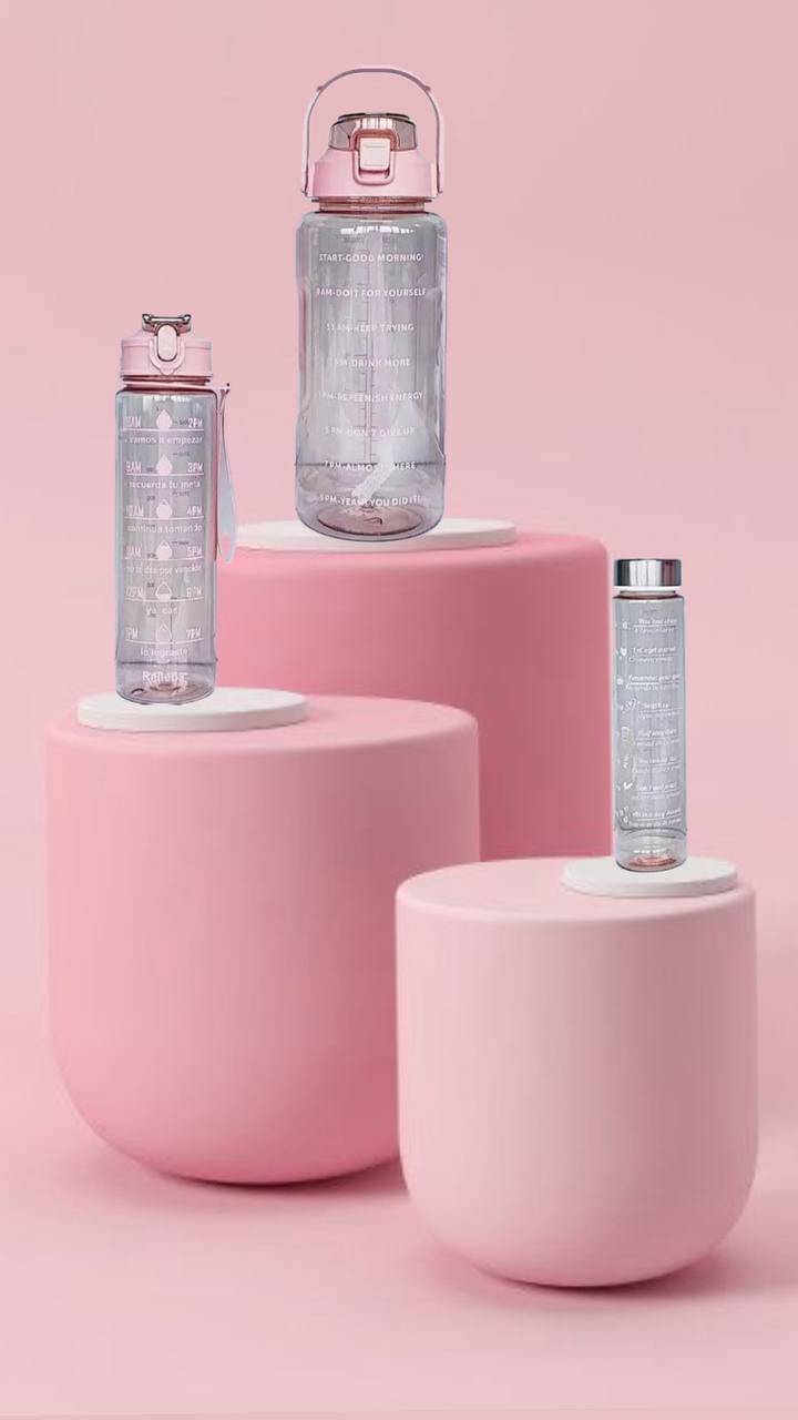     			MOONVILLA 3 Pcs Motivational Sipper Water bottle Set Multicolor Plastic Water Bottle 2000 mL ( Set of 3 )