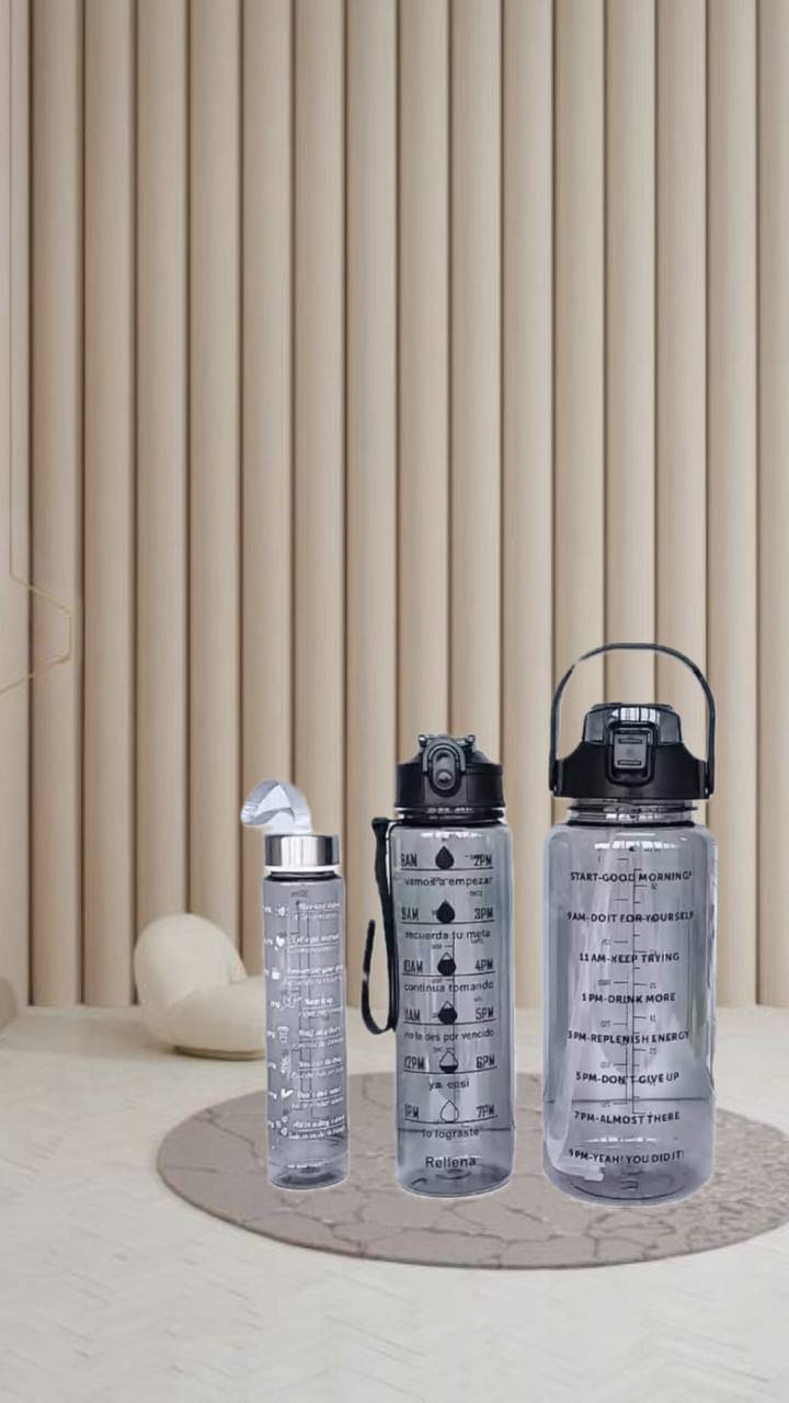 MOONVILLA 3 Pcs Motivational Sipper Water bottle Set Multicolor Plastic Water Bottle 2000 mL ( Set of 3 )     			MOONVILLA 3 Pcs Motivational Sipper Water bottle Set Multicolor Plastic Water Bottle 2000 mL ( Set of 3 )