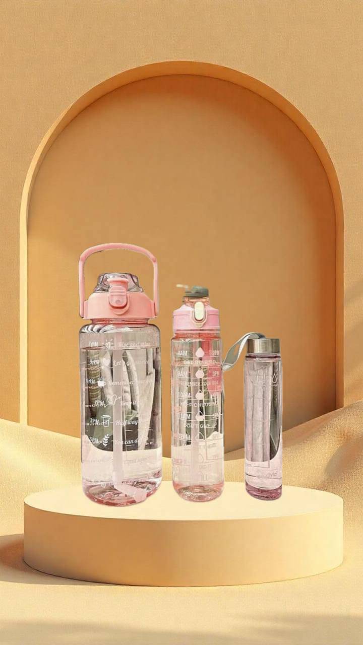     			MOONVILLA 3 Pcs Motivational Sipper Water bottle Set Multicolor Plastic Water Bottle 2000 mL ( Set of 3 )