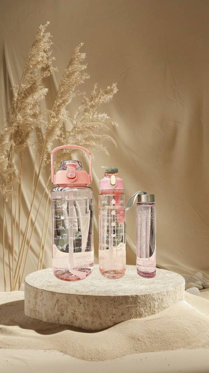 MOONVILLA 3 Pcs Motivational Sipper Water bottle Set Multicolor Plastic Water Bottle 2000 mL ( Set of 3 )     			MOONVILLA 3 Pcs Motivational Sipper Water bottle Set Multicolor Plastic Water Bottle 2000 mL ( Set of 3 )