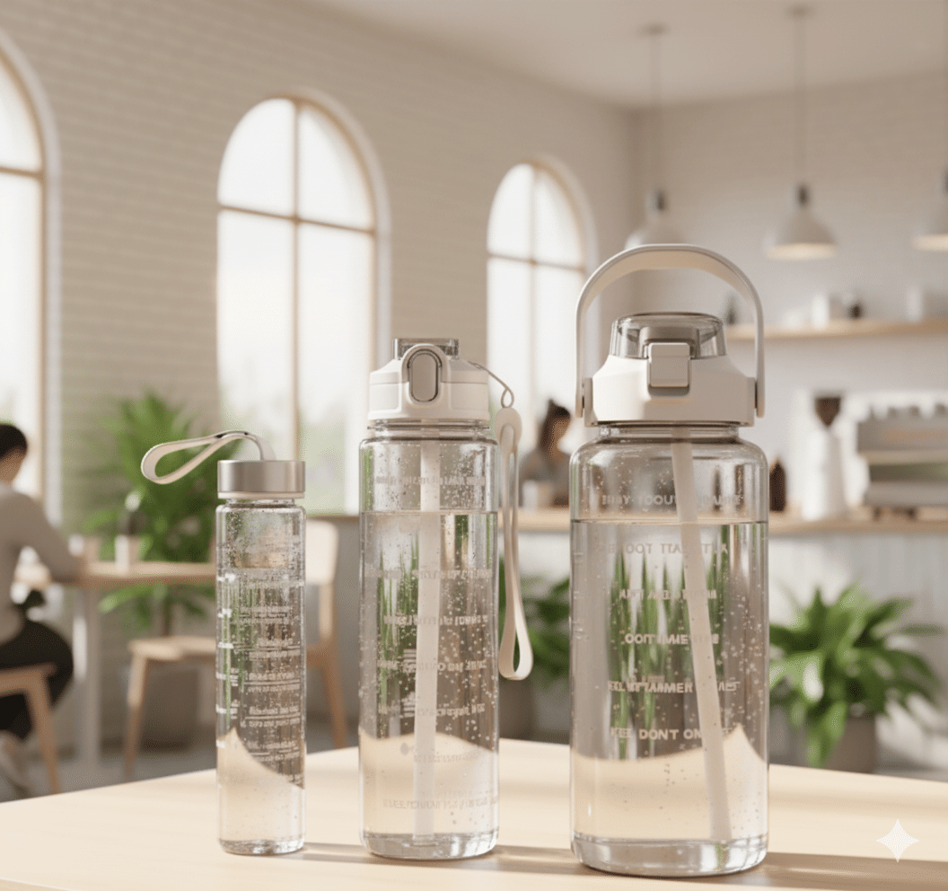 MOONVILLA 3 Pcs Motivational Sipper Water bottle Set Multicolor Plastic Water Bottle 2000 mL ( Set of 3 )     			MOONVILLA 3 Pcs Motivational Sipper Water bottle Set Multicolor Plastic Water Bottle 2000 mL ( Set of 3 )