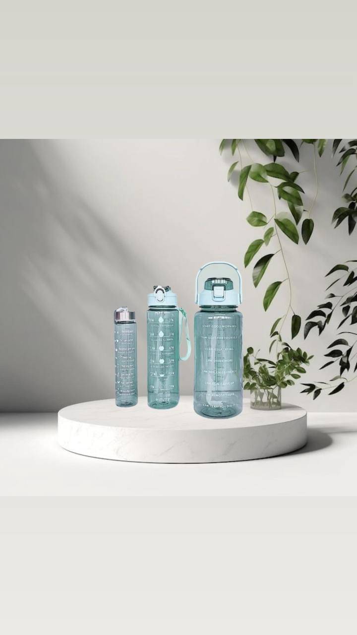 MOONVILLA 3 Pcs Motivational Sipper Water bottle Set Multicolor Plastic Water Bottle 2000 mL ( Set of 3 )     			MOONVILLA 3 Pcs Motivational Sipper Water bottle Set Multicolor Plastic Water Bottle 2000 mL ( Set of 3 )