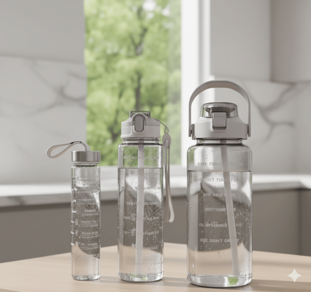     			MOONVILLA 3 Pcs Motivational Sipper Water bottle Set Multicolor Plastic Water Bottle 2000 mL ( Set of 3 )