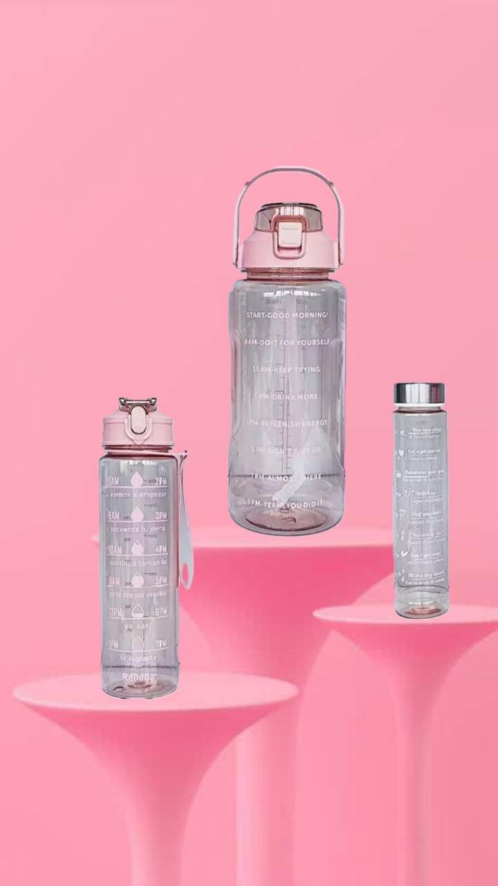 MOONVILLA 3 Pcs Motivational Sipper Water bottle Set Multicolor Plastic Water Bottle 2000 mL ( Set of 3 )     			MOONVILLA 3 Pcs Motivational Sipper Water bottle Set Multicolor Plastic Water Bottle 2000 mL ( Set of 3 )