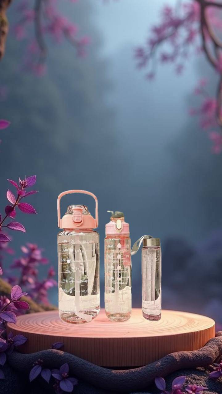     			MOONVILLA 3 Pcs Motivational Sipper Water bottle Set Multicolor Plastic Water Bottle 2000 mL ( Set of 3 )