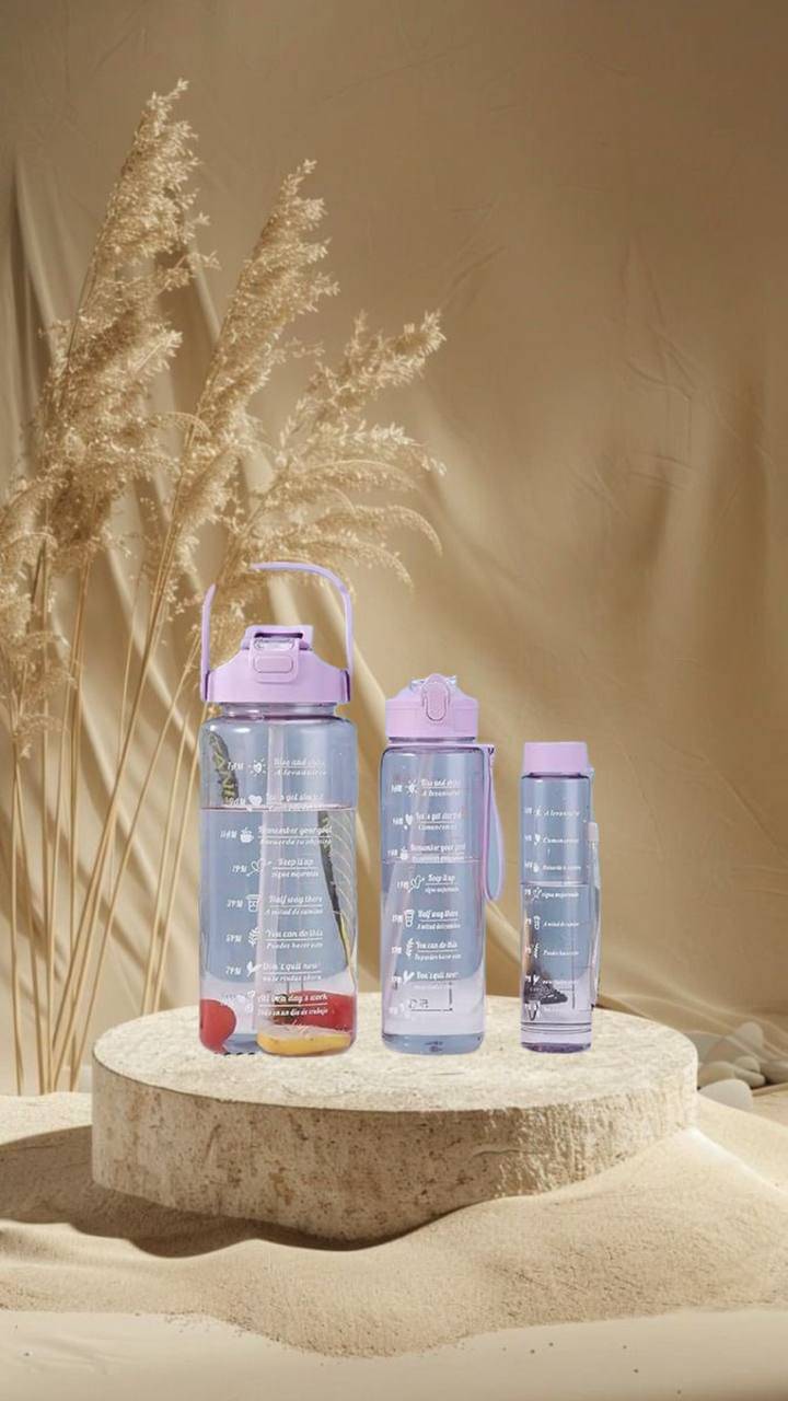 MOONVILLA 3 Pcs Motivational Sipper Water bottle Set Multicolor Plastic Water Bottle 2000 mL ( Set of 3 ) MOONVILLA 3 Pcs Motivational Sipper Water bottle Set Multicolor Plastic Water Bottle 2000 mL ( Set of 3 )
