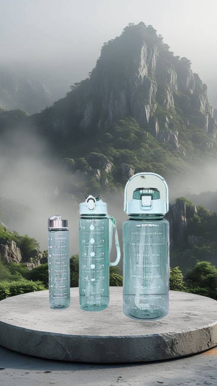 MOONVILLA 3 Pcs Motivational Sipper Water bottle Set Multicolor Plastic Water Bottle 2000 mL ( Set of 3 ) MOONVILLA 3 Pcs Motivational Sipper Water bottle Set Multicolor Plastic Water Bottle 2000 mL ( Set of 3 )