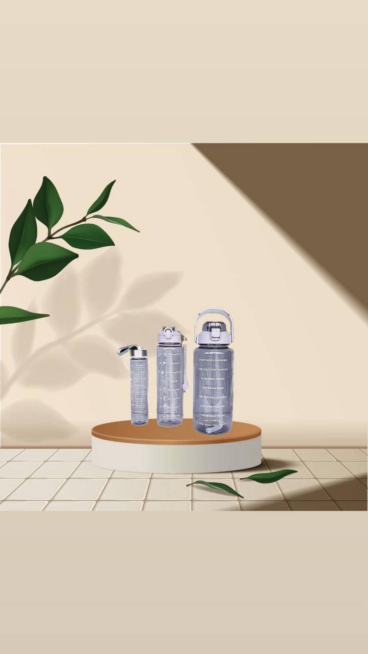     			MOONVILLA 3 Pcs Motivational Sipper Water bottle Set Multicolor Plastic Water Bottle 2000 mL ( Set of 3 )