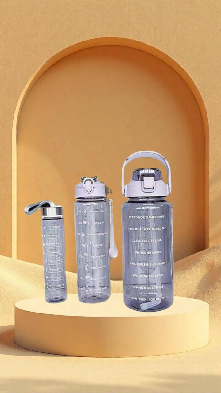 MOONVILLA 3 Pcs Motivational Sipper Water bottle Set Multicolor Plastic Water Bottle 2000 mL ( Set of 3 )     			MOONVILLA 3 Pcs Motivational Sipper Water bottle Set Multicolor Plastic Water Bottle 2000 mL ( Set of 3 )