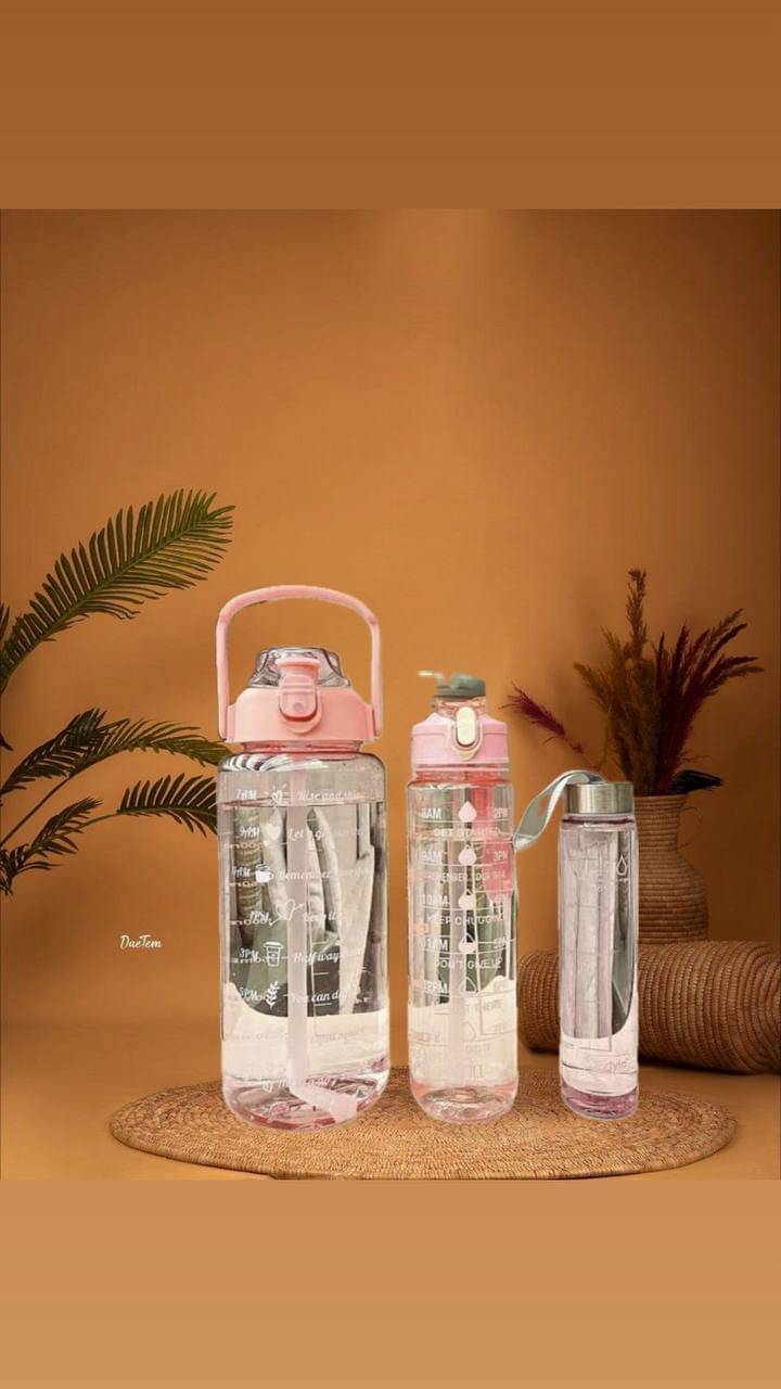 MOONVILLA 3 Pcs Motivational Sipper Water bottle Set Multicolor Plastic Water Bottle 2000 mL ( Set of 3 ) MOONVILLA 3 Pcs Motivational Sipper Water bottle Set Multicolor Plastic Water Bottle 2000 mL ( Set of 3 )