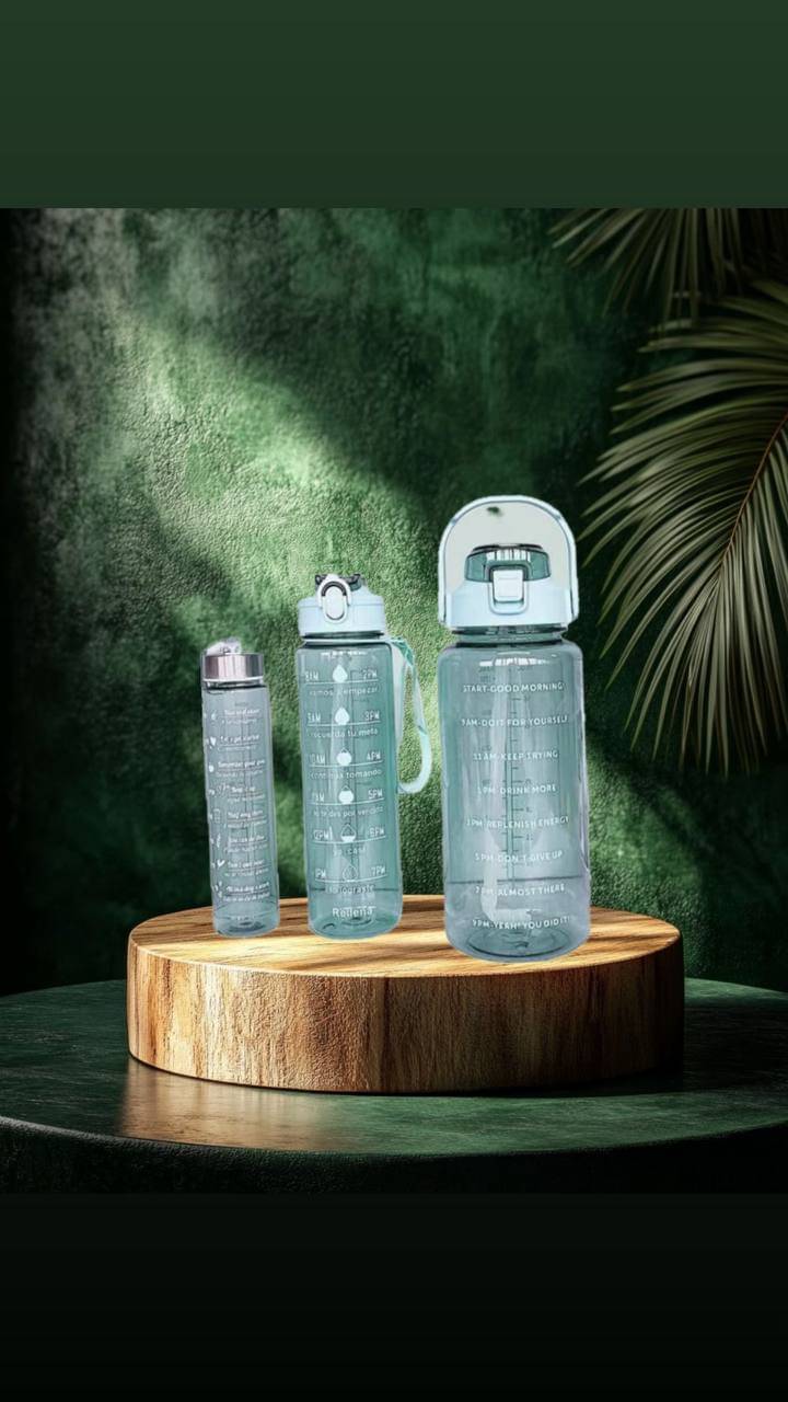 MOONVILLA 3 Pcs Motivational Sipper Water bottle Set Multicolor Plastic Water Bottle 2000 mL ( Set of 3 )     			MOONVILLA 3 Pcs Motivational Sipper Water bottle Set Multicolor Plastic Water Bottle 2000 mL ( Set of 3 )