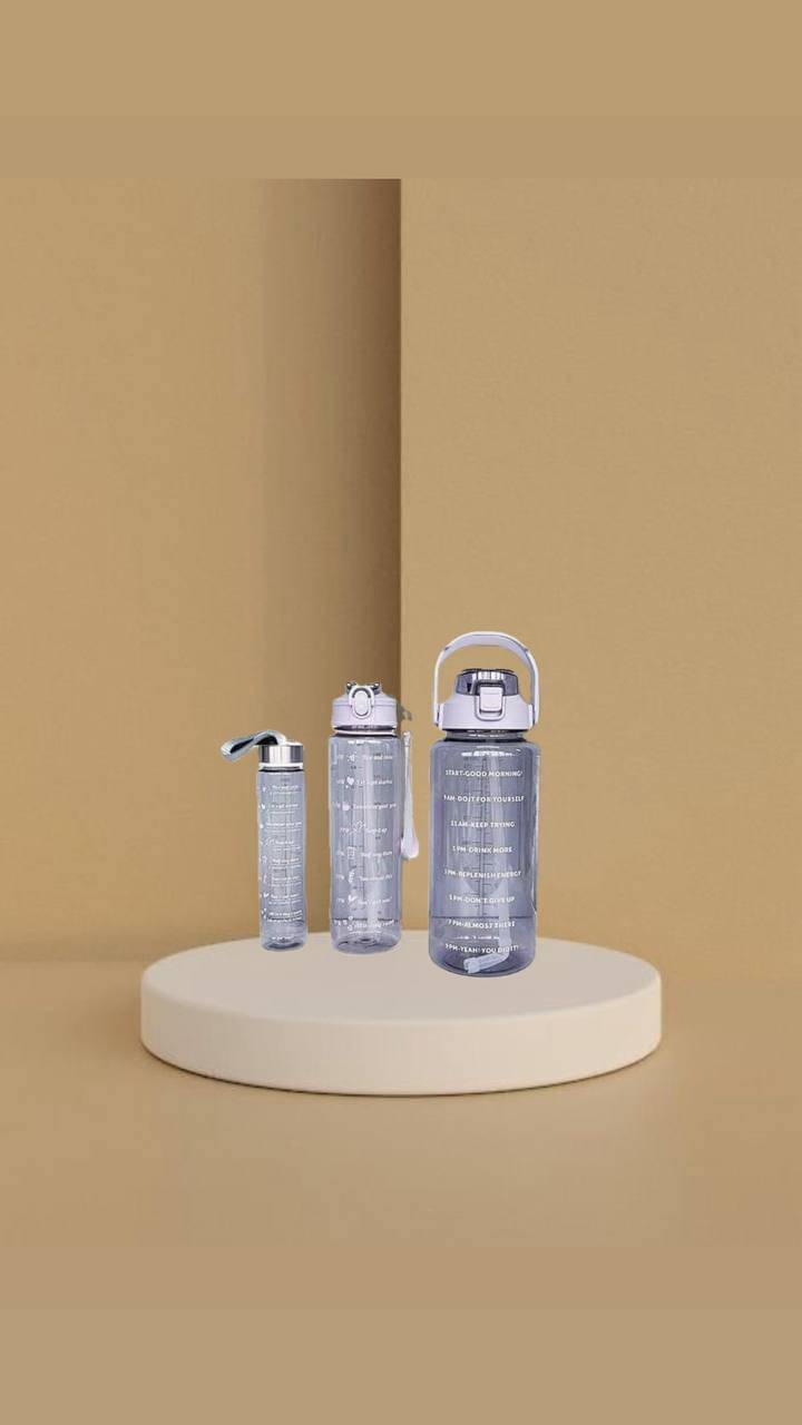     			MOONVILLA 3 Pcs Motivational Sipper Water bottle Set Multicolor Plastic Water Bottle 2000 mL ( Set of 3 )