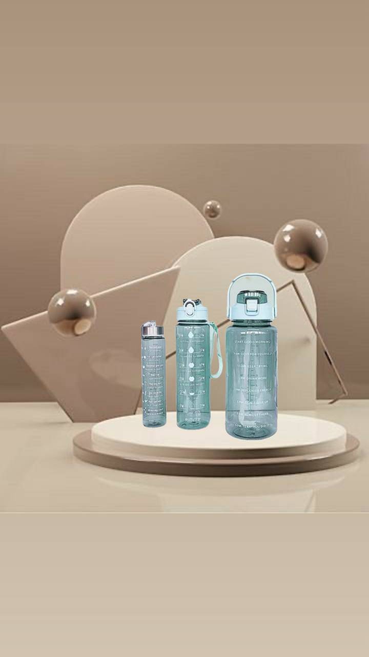 MOONVILLA 3 Pcs Motivational Sipper Water bottle Set Multicolor Plastic Water Bottle 2000 mL ( Set of 3 )     			MOONVILLA 3 Pcs Motivational Sipper Water bottle Set Multicolor Plastic Water Bottle 2000 mL ( Set of 3 )