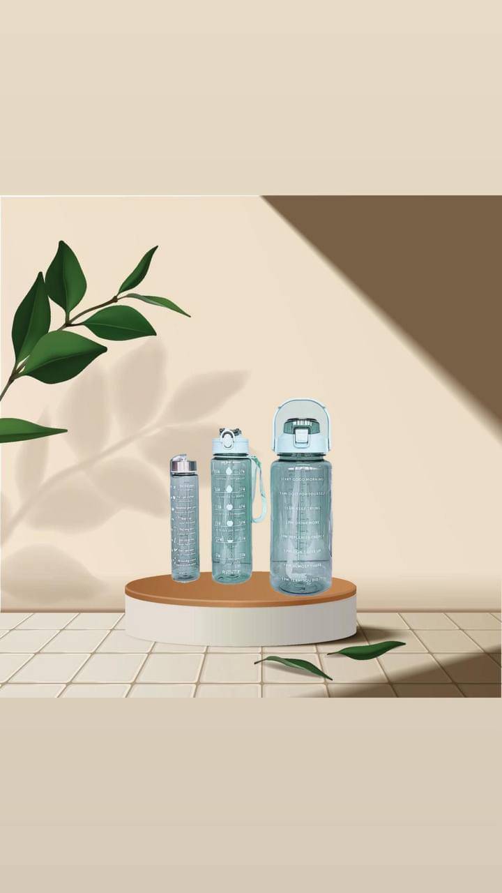 MOONVILLA 3 Pcs Motivational Sipper Water bottle Set Multicolor Plastic Water Bottle 2000 mL ( Set of 3 ) MOONVILLA 3 Pcs Motivational Sipper Water bottle Set Multicolor Plastic Water Bottle 2000 mL ( Set of 3 )