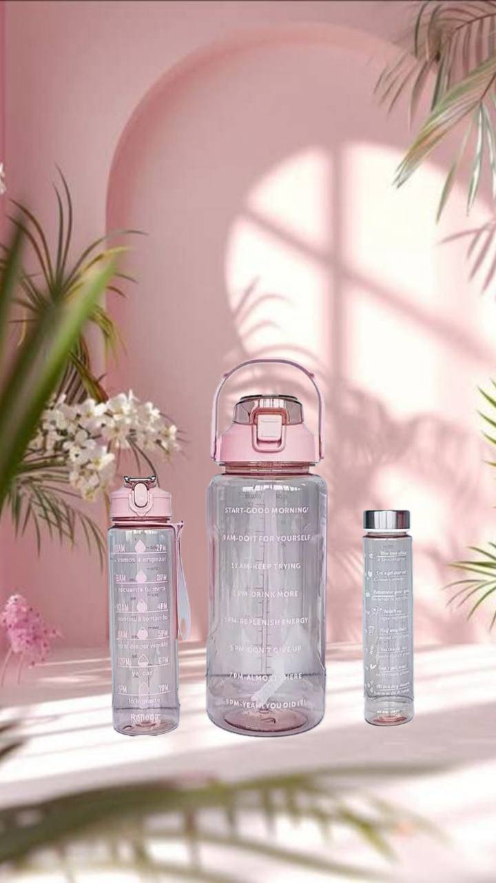 MOONVILLA 3 Pcs Motivational Sipper Water bottle Set Multicolor Plastic Water Bottle 2000 mL ( Set of 3 ) MOONVILLA 3 Pcs Motivational Sipper Water bottle Set Multicolor Plastic Water Bottle 2000 mL ( Set of 3 )