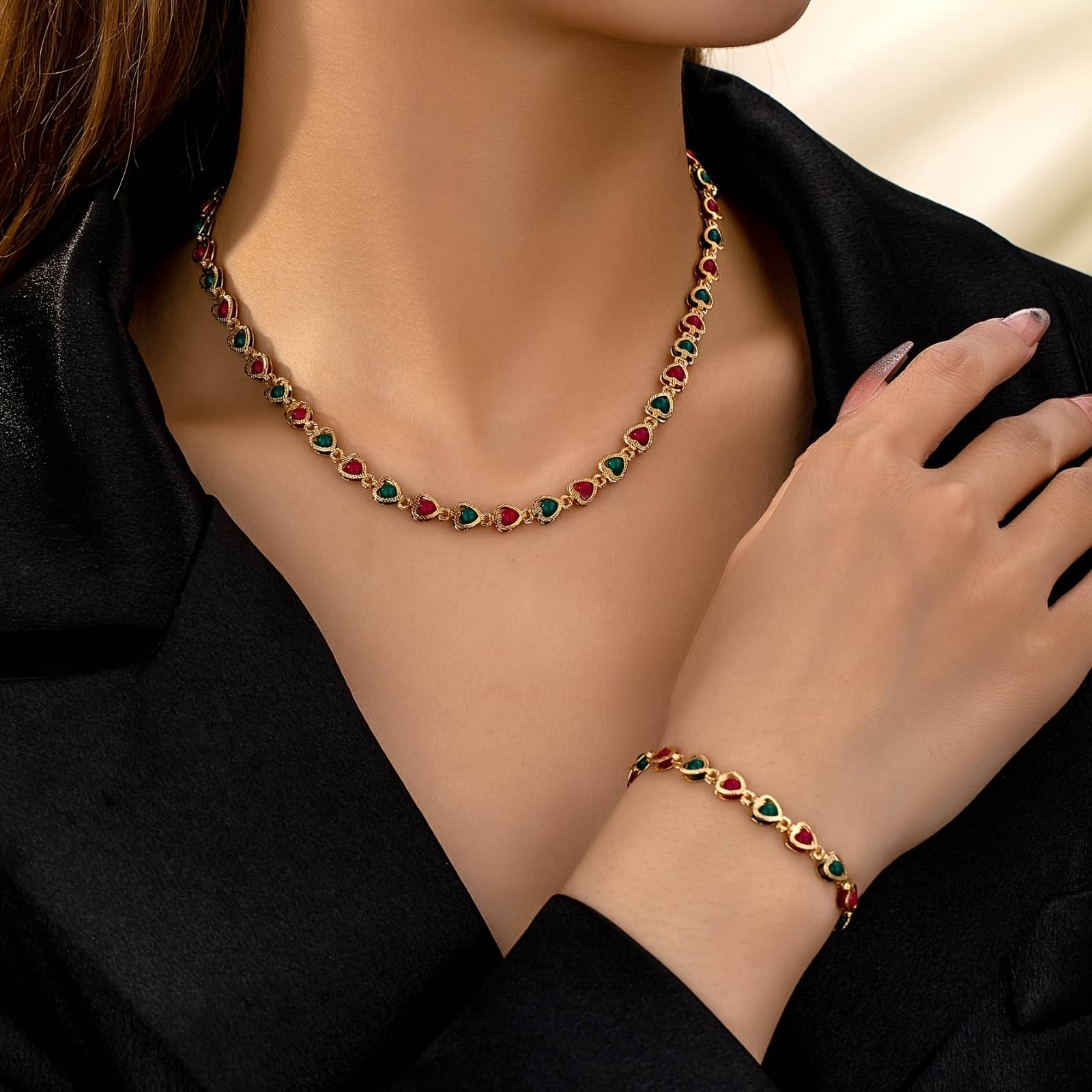     			OCHORI Multicolor Brass Necklace Set ( Pack of 2 )