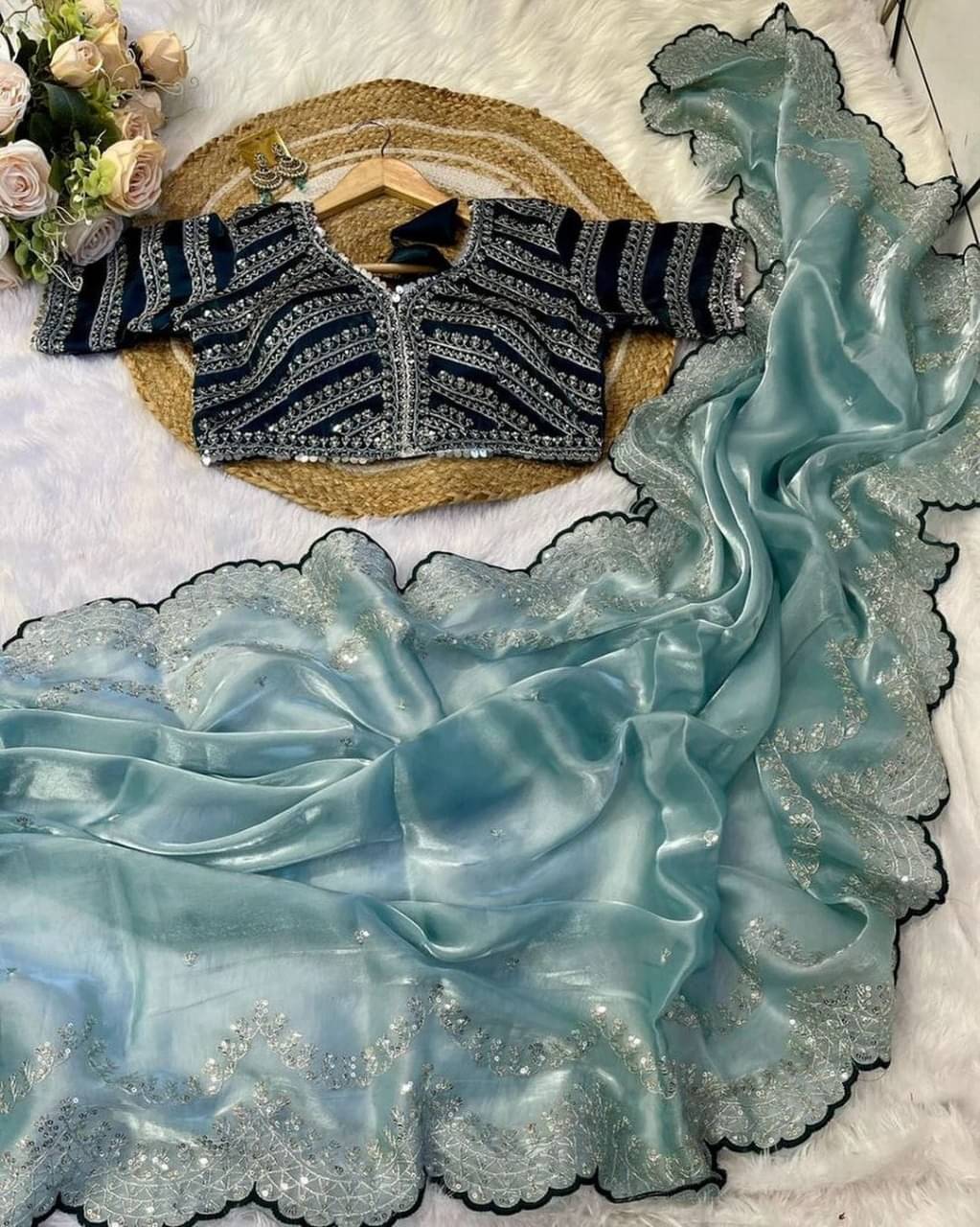 Shree Shyam Fashion Art Silk Embroidered Bhagalpuri Saree With Stitched Blouse ( Sky Blue ) Shree Shyam Fashion Art Silk Embroidered Bhagalpuri Saree With Stitched Blouse ( Sky Blue )