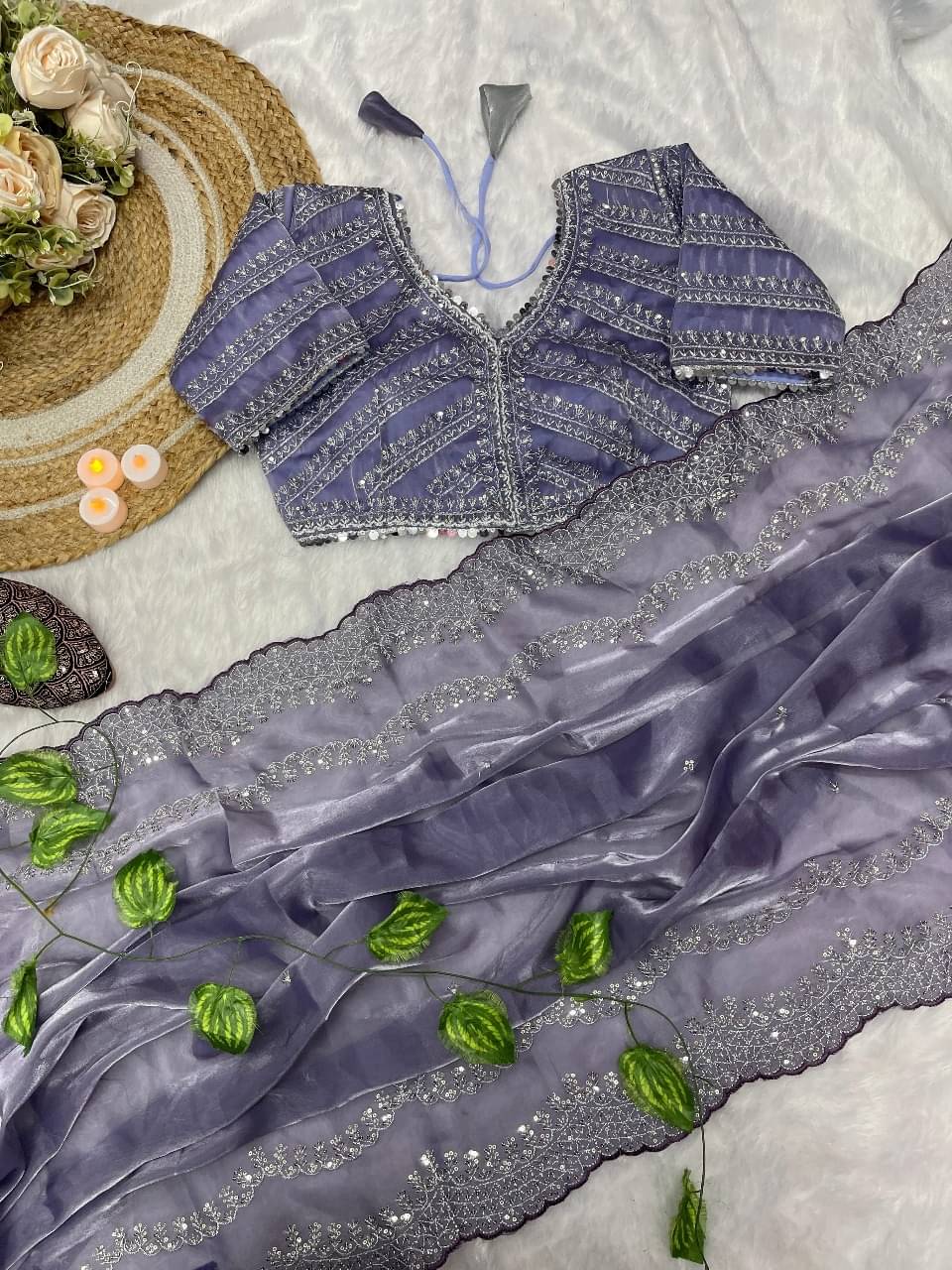 Shree Shyam Fashion Art Silk Embroidered Bhagalpuri Saree With Stitched Blouse ( Lavender ) Shree Shyam Fashion Art Silk Embroidered Bhagalpuri Saree With Stitched Blouse ( Lavender )