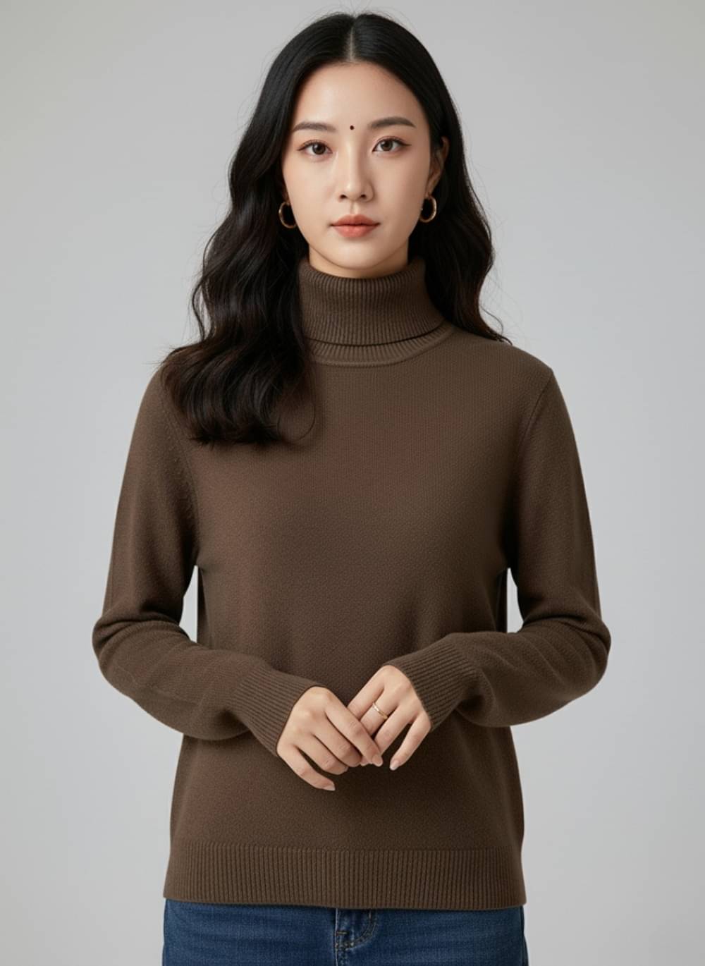Sold For Style Women Cotton Fleece High Neck Pullover ( Brown )     			Sold For Style Women Cotton Fleece High Neck Pullover ( Brown )