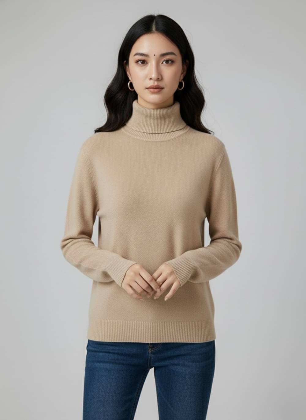 Sold For Style Women Cotton Fleece High Neck Pullover ( Beige )     			Sold For Style Women Cotton Fleece High Neck Pullover ( Beige )