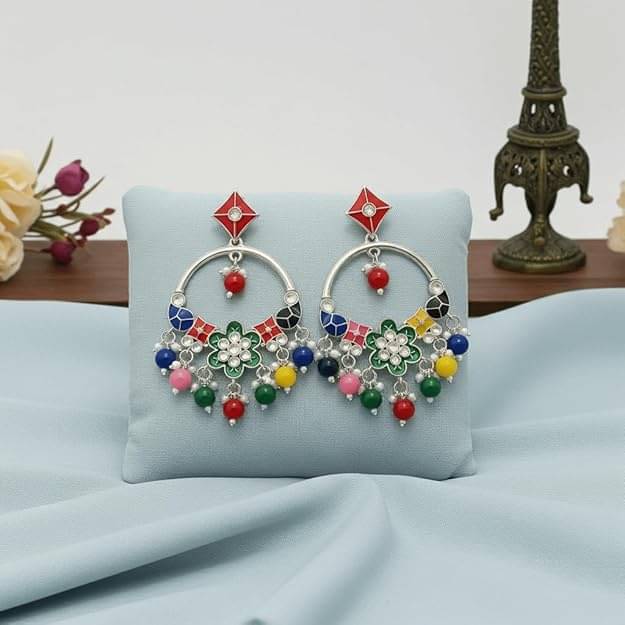     			TESSARA Multi Color Jhumki Earrings ( Pack of 1 )