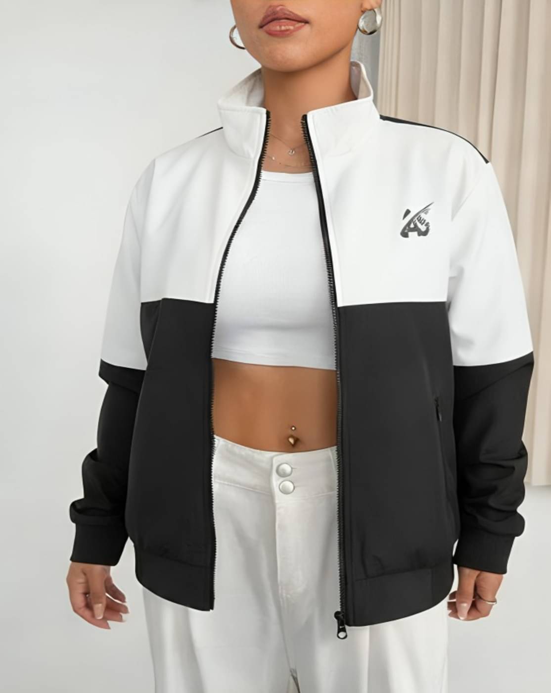     			THECLASSICTOGS Women High Neck Bomber Jacket ( Multi Color )