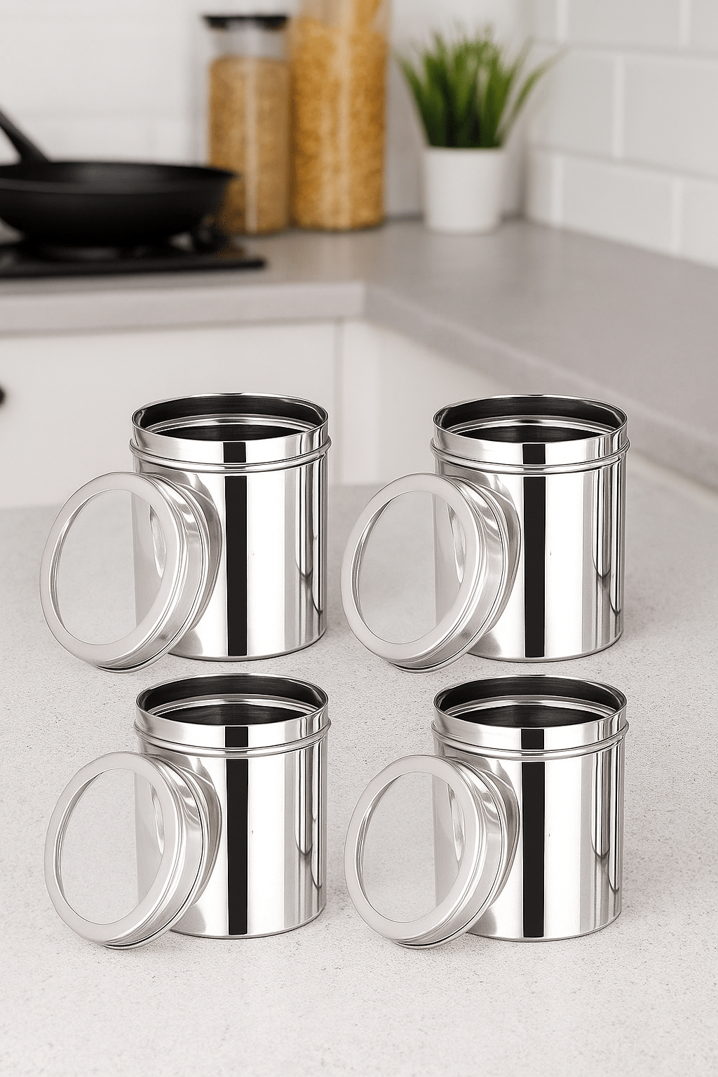 Visaxmi Stainless Steel Silver Multi-Purpose Container ( Set of 4 ) Visaxmi Stainless Steel Silver Multi-Purpose Container ( Set of 4 )