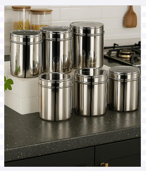 Visaxmi Utility Containers Steel Silver Multi-Purpose Container ( Set of 6 )     			Visaxmi Utility Containers Steel Silver Multi-Purpose Container ( Set of 6 )