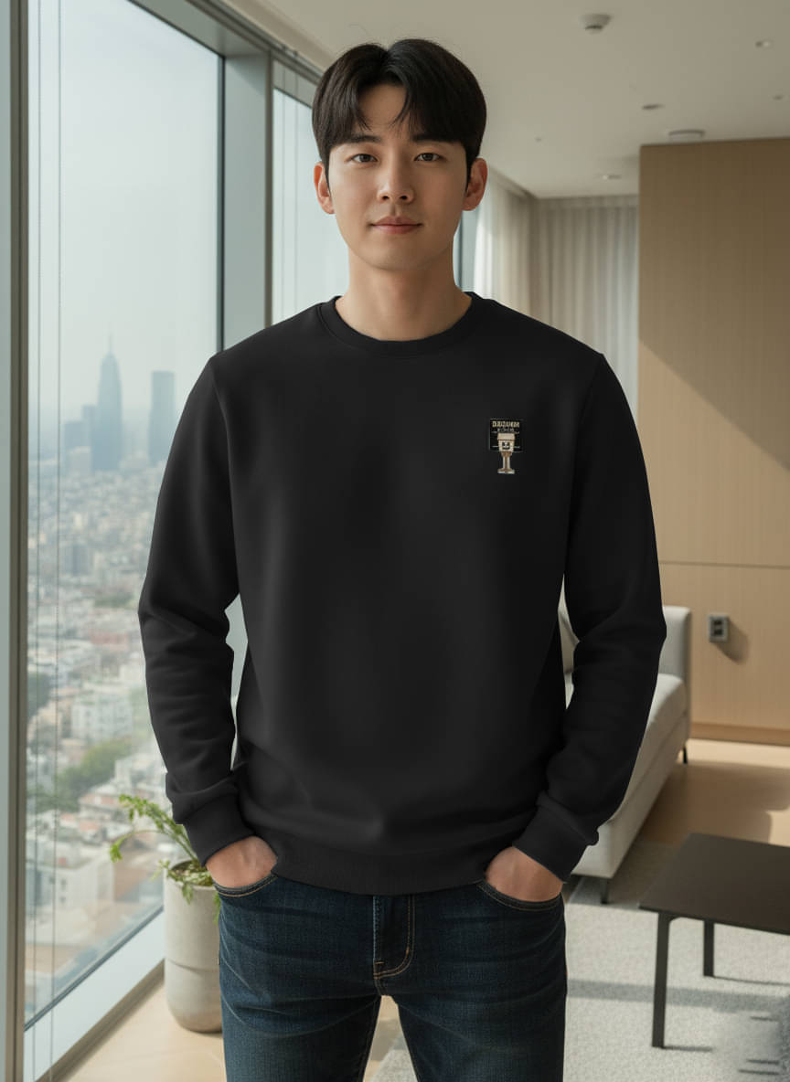     			fashlook Woollen Round Neck Men's Sweatshirt - Black ( Pack of 1 )