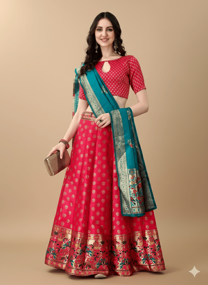 jivuba Women Silk Paneled Semi Stitched Lehenga Choli ( Blue ) jivuba Women Silk Paneled Semi Stitched Lehenga Choli ( Blue )