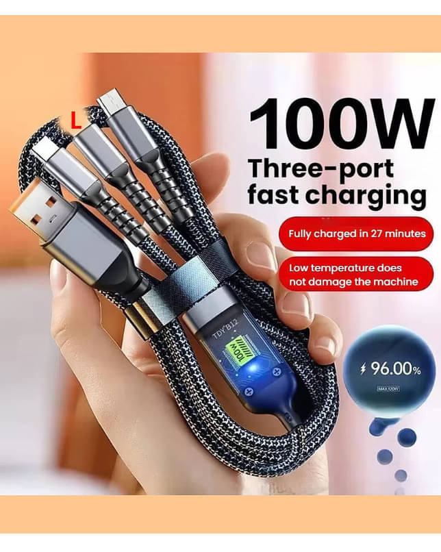 100W Fast Charging Type-C Cable | Durable Braided USB-C to USB-C Cord with Smart Chip | Quick Charge & High-Speed Data 100W Fast Charging Type-C Cable | Durable Braided USB-C to USB-C Cord with Smart Chip | Quick Charge & High-Speed Data