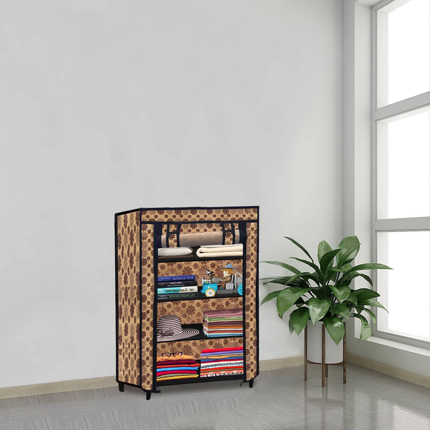     			4 Layer Wardrobe Durable Metal Cloth Drying Rack for Balcony, Bathroom & Laundry Room