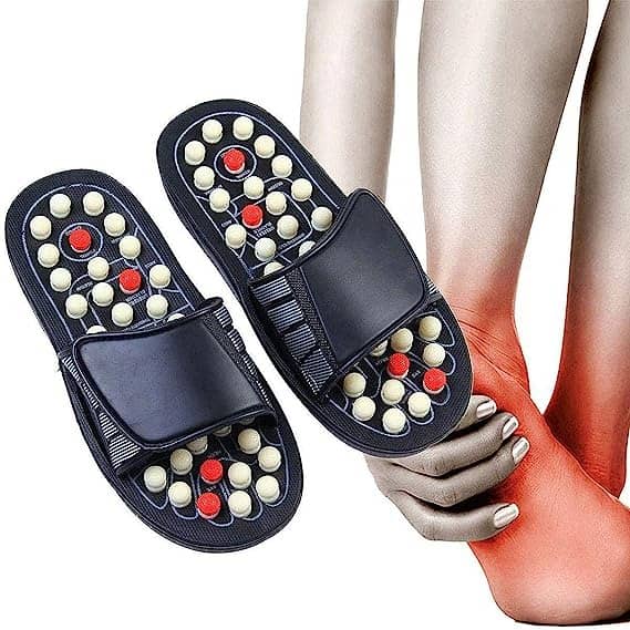 FOOTLEAP Black Men's Massage Flip Flop