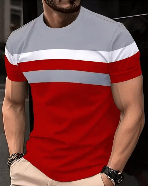     			Gnap Men Cotton Regular Fit Striped T-Shirt ( Red )