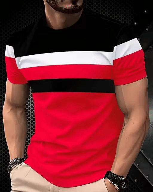     			Gnap Men Cotton Regular Fit Striped T-Shirt ( Red )
