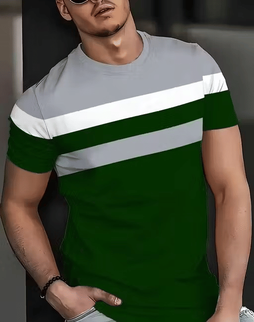     			Gnap Men Cotton Regular Fit Self Design T-Shirt ( Green )