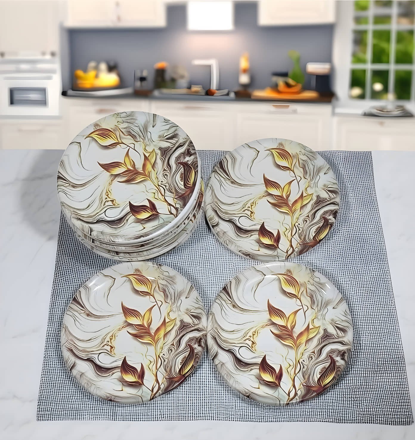 Inpro 12 Pcs Melamine Multi Color Quarter Plate