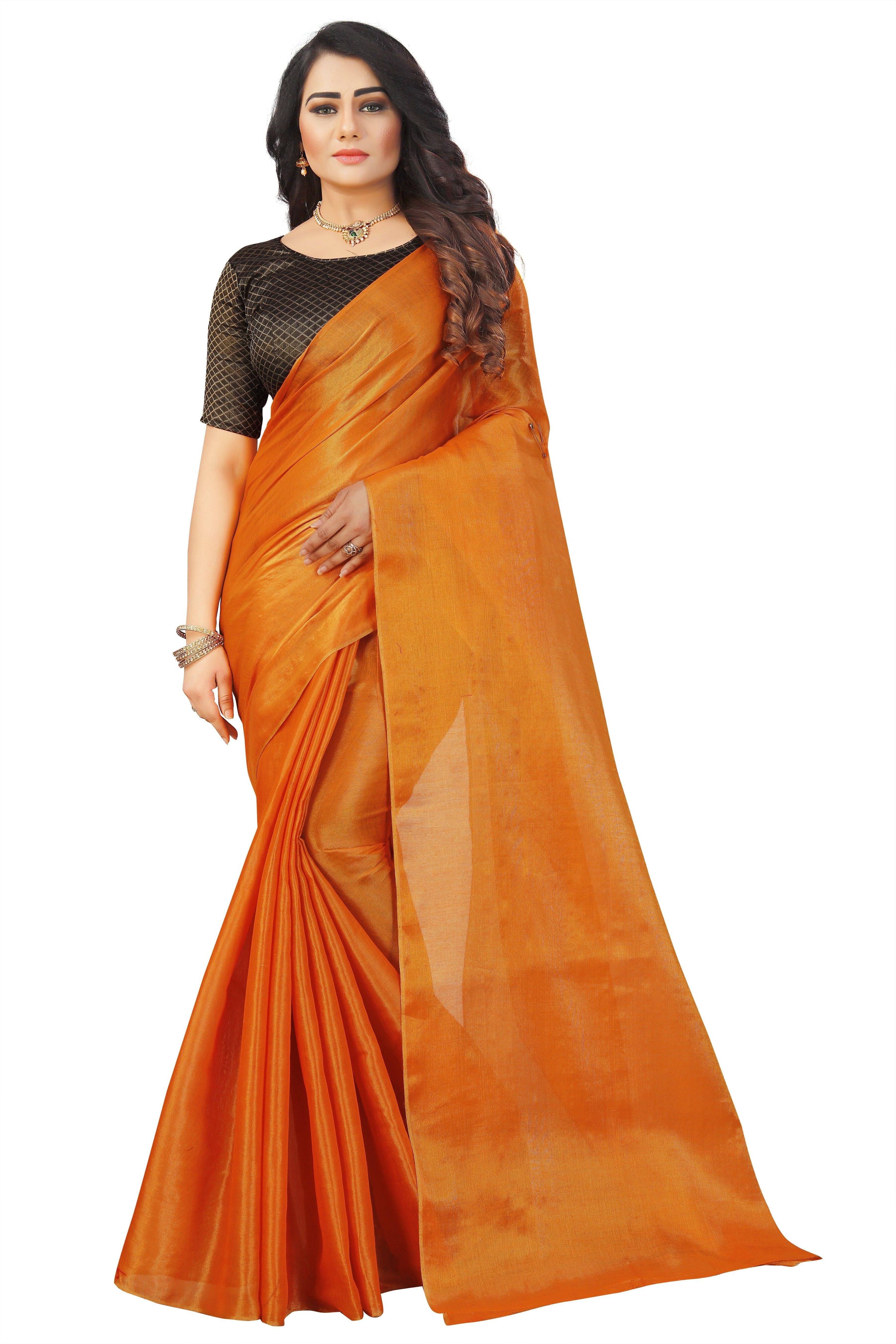     			JS Clothing Mart Art Silk Woven Design Banarasi saree With Unstitched Blouse Piece ( Orange )