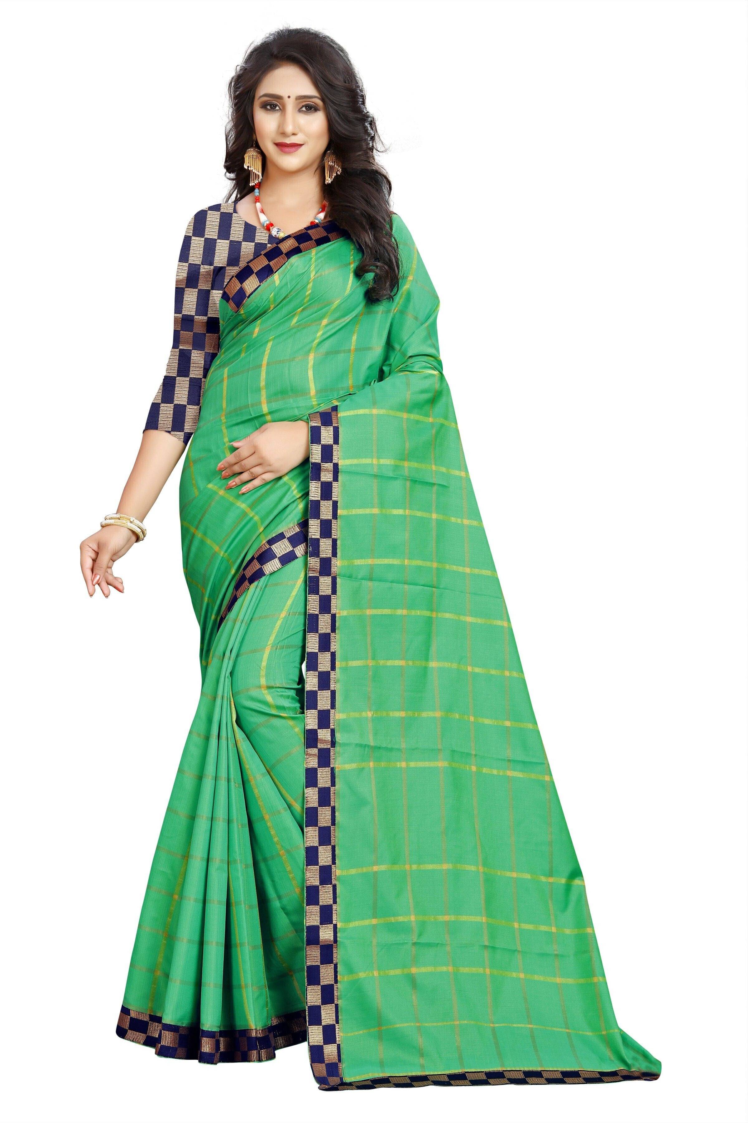     			JS Clothing Mart Cotton Silk Woven Design Kanjeevaram Sarees With Unstitched Blouse Piece ( Green )