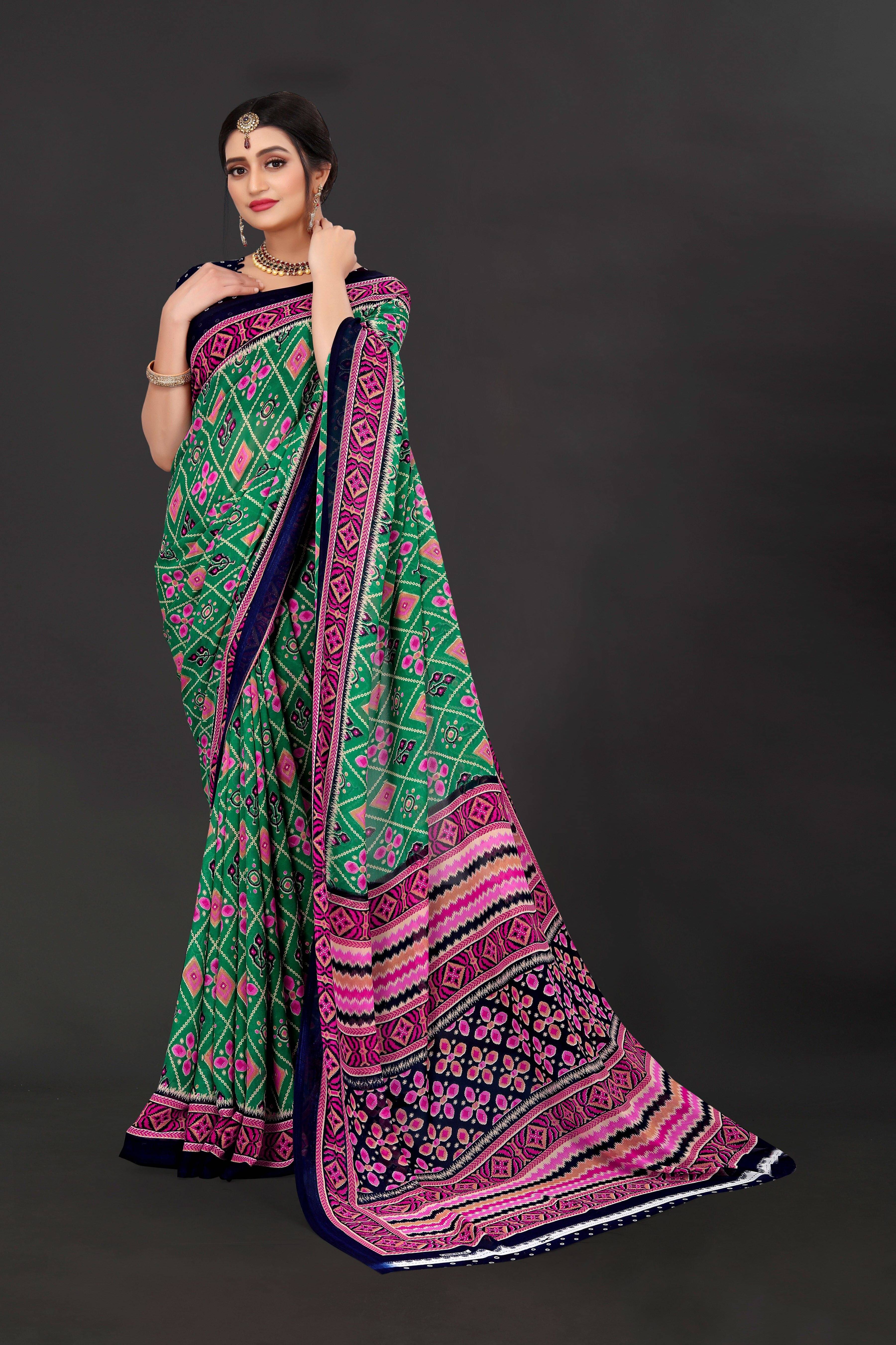 JS Clothing Mart Georgette Woven Design Kanjeevaram Sarees With Unstitched Blouse Piece ( Green ) JS Clothing Mart Georgette Woven Design Kanjeevaram Sarees With Unstitched Blouse Piece ( Green )