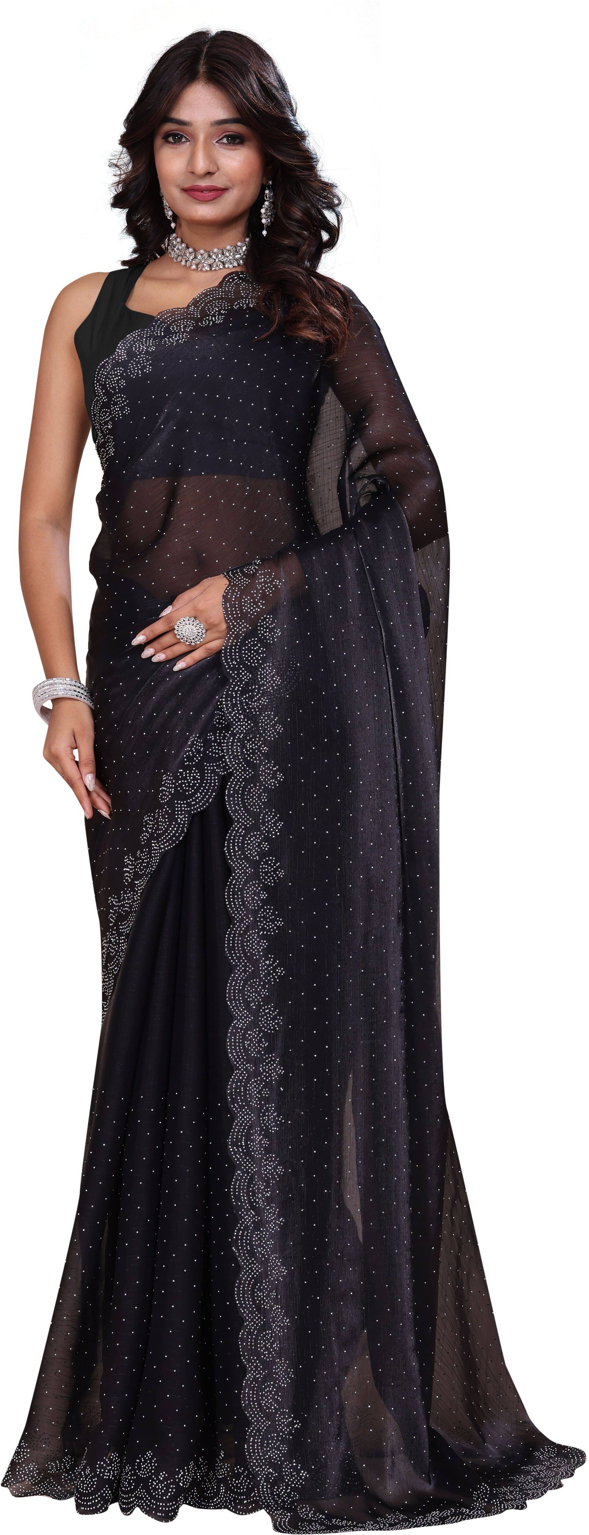     			JS Clothing Mart Jimmy Choo Woven Design Regular Saree With Unstitched Blouse Piece ( Black )