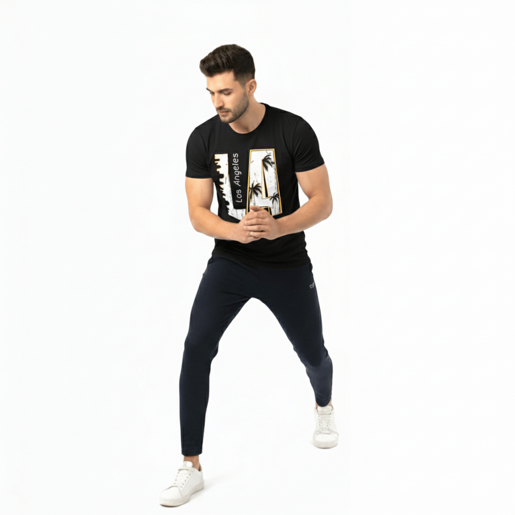 KWINGS Men 100% Cotton Regular Fit Solid T-Shirt ( Black ) KWINGS Men 100% Cotton Regular Fit Solid T-Shirt ( Black )