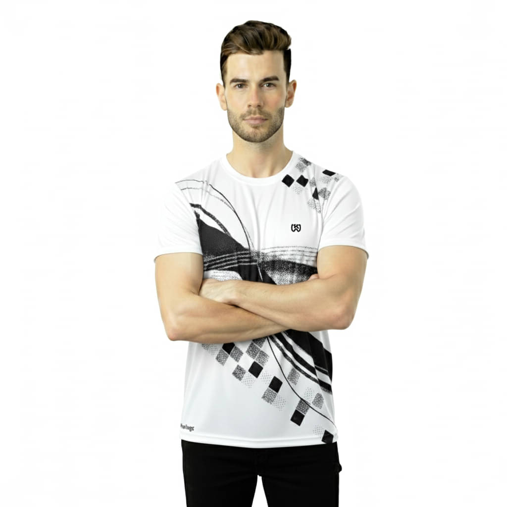     			KWINGS Men Cotton Flex Regular Fit Printed T-Shirt ( White )