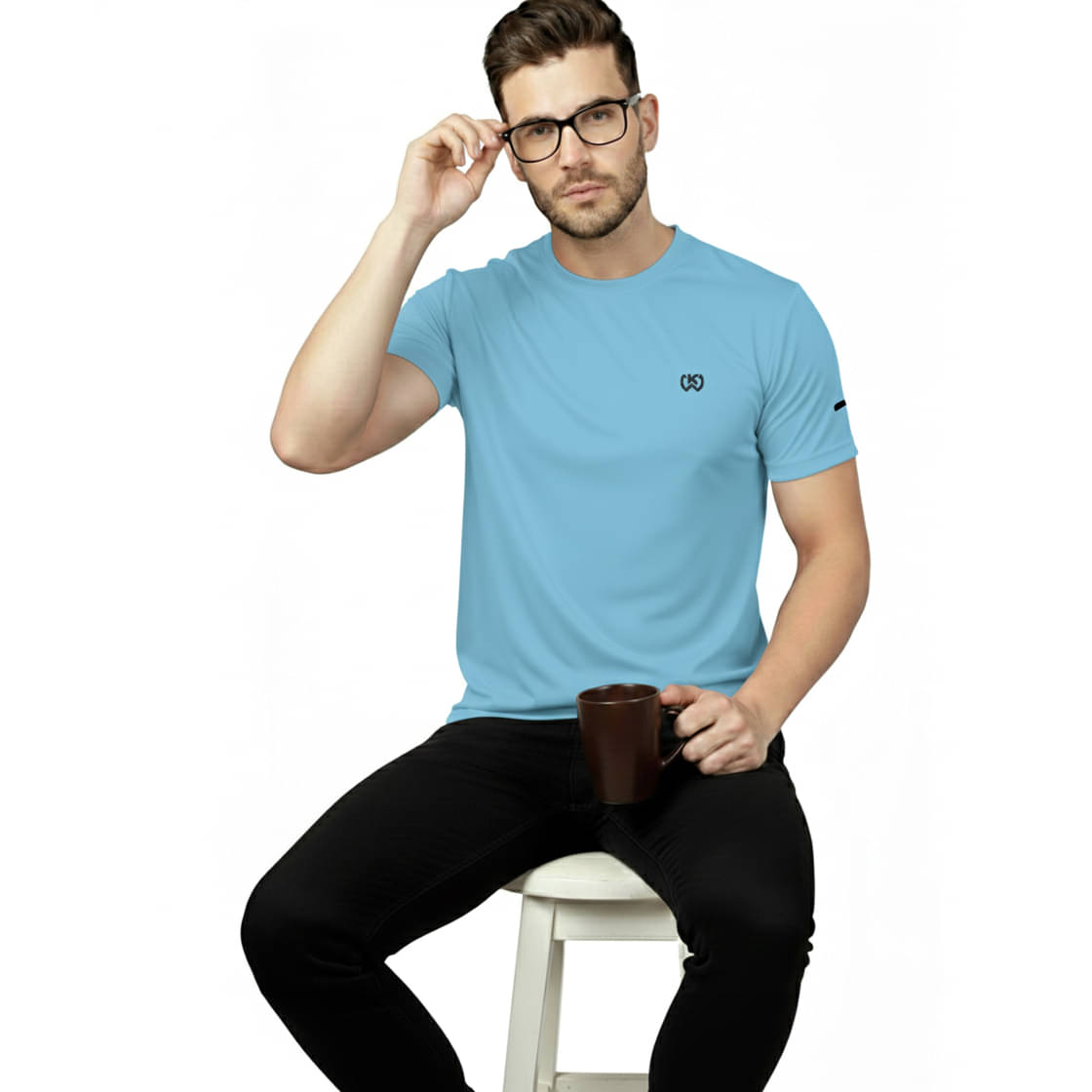 KWINGS Men Cotton Flex Regular Fit Solid T-Shirt ( Light Blue ) KWINGS Men Cotton Flex Regular Fit Solid T-Shirt ( Light Blue )