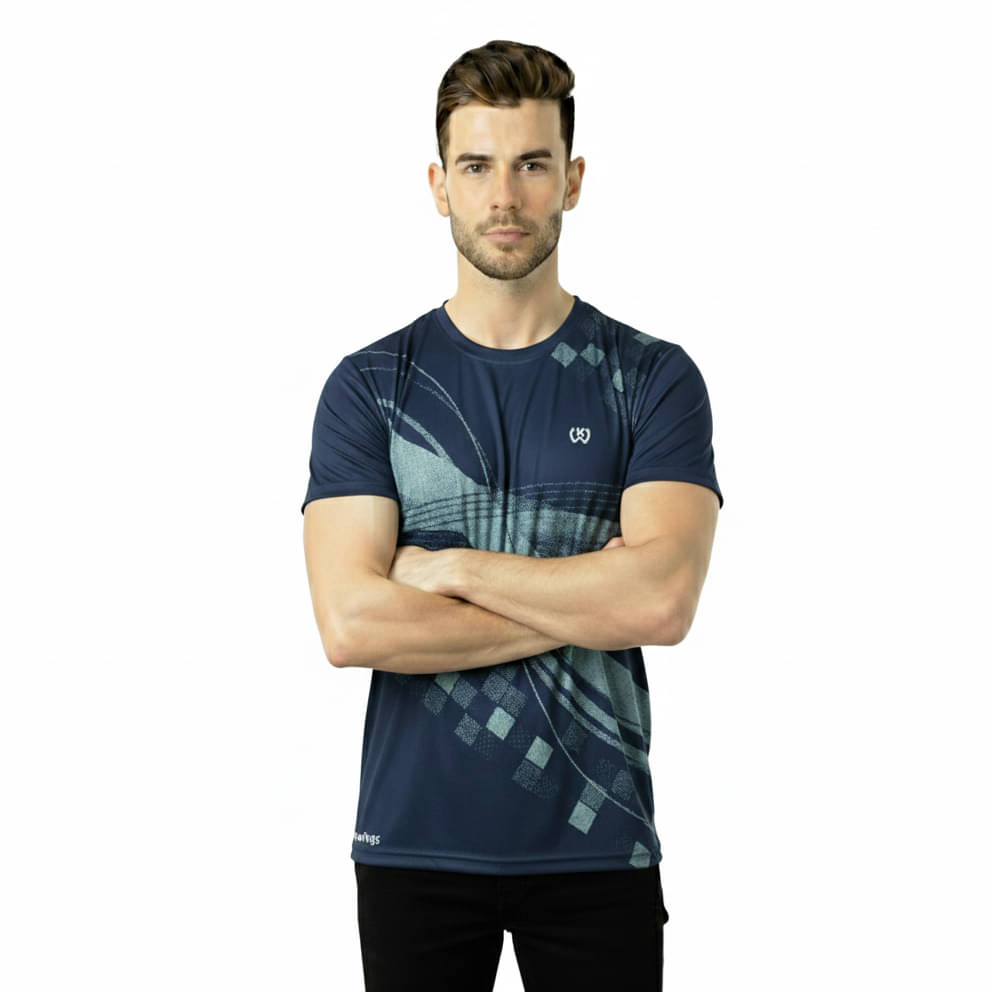 KWINGS Men Cotton Flex Regular Fit Printed T-Shirt ( Blue ) KWINGS Men Cotton Flex Regular Fit Printed T-Shirt ( Blue )
