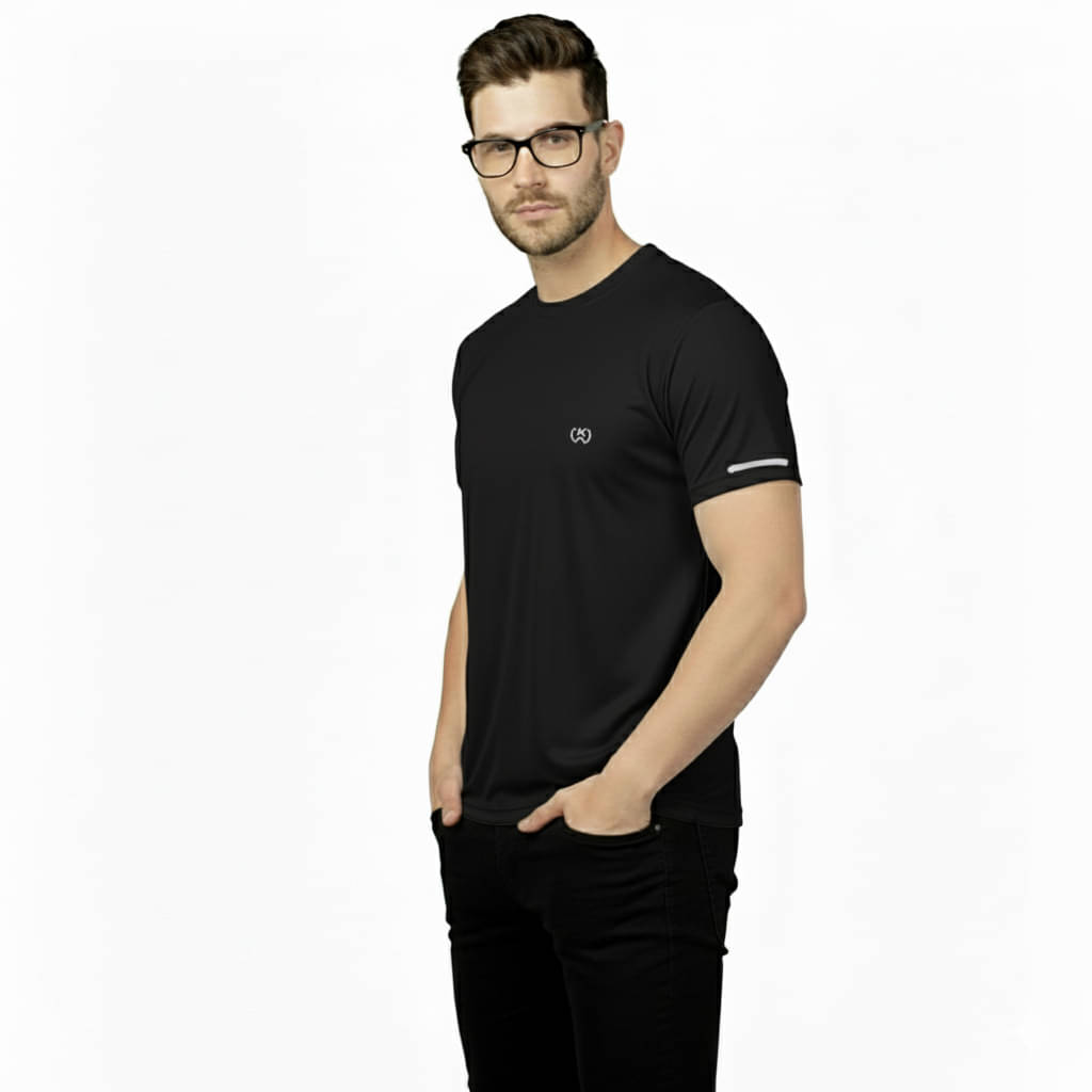     			KWINGS Men Cotton Flex Regular Fit Solid T-Shirt ( Black )