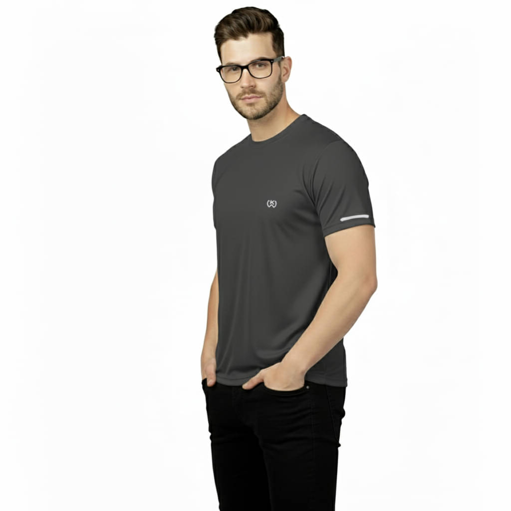     			KWINGS Men Cotton Flex Regular Fit Solid T-Shirt ( Grey )