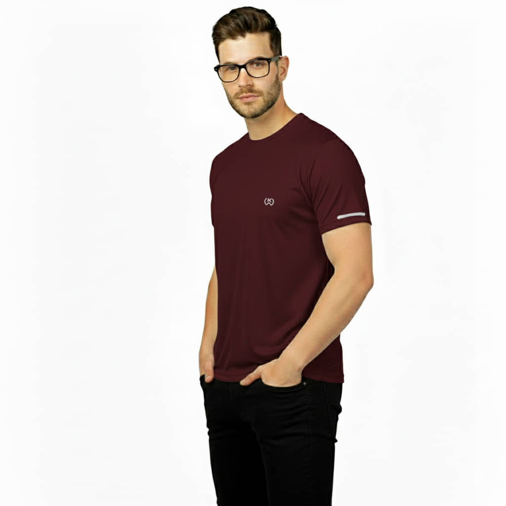     			KWINGS Men Cotton Flex Regular Fit Solid T-Shirt ( Wine )