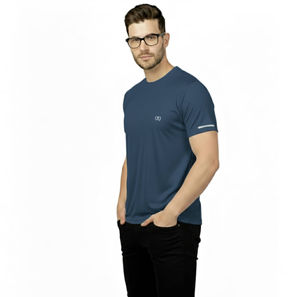     			KWINGS Men Cotton Flex Regular Fit Solid T-Shirt ( Blue )
